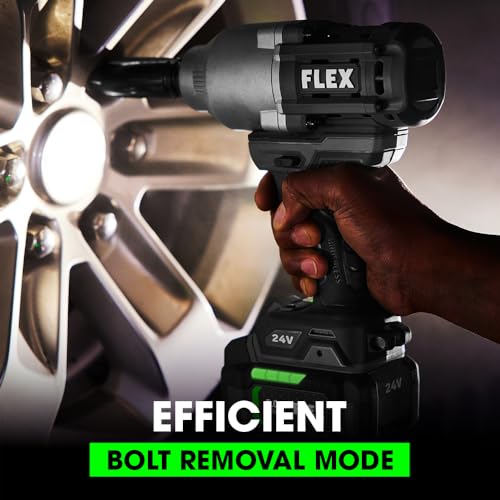 FLEX 24V Brushless Cordless 1/2-Inch 1,150 Ft-Lbs High Torque Impact Wrench Kit with 5.0Ah Lithium Battery and 160W Fast Charger - FX1471-1C