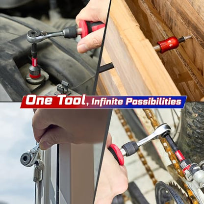 Geinxurn 21 Pieces Tool Kit Include Mini Ratchet Wrench, S2 Steel Screwdriver Bit, Mini Screwdriver Handle, Magnetic Locking Bit Holde, Socket Wrench Nut Driver Set. Portable Hand Tools Set for Repair - style: RM021-US