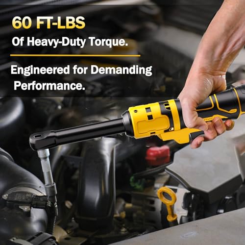 3/8" Cordless Ratchet Wrench Compatible with Dewalt 20V MAX Batteries(No Battery) 6.3-inch Extended Power Electric Ratchet Wrench With Led&Tool Bag,9 Sockets,Adapters & 3 Inch Extension Bar