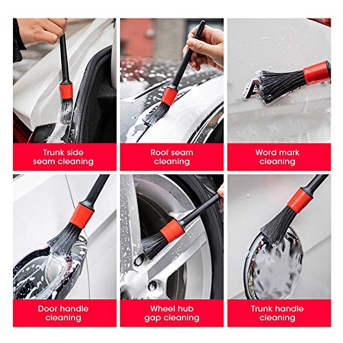 Generic 5pcs Car Detailing Brush Set, Dry Wet Dual Use Versatile Cleaning Tools for Interior, Wheels, and Dashboard, Comfortable Handle with Hanging Holes, for Cleaning Air Vents