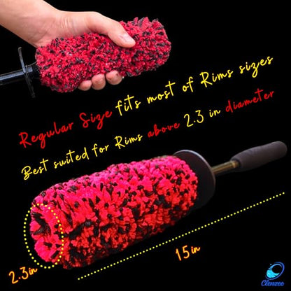 Premium Microfiber Wheel Brush | Soft Non-Metallic Rim Cleaner & Wheel Brush | 15 Inch Long Regular Size - size: Regular
