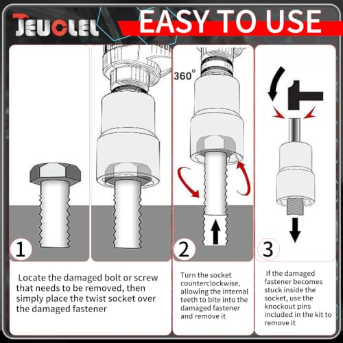 10PCS Twist Lug Nut Socket Set, 3/8" Drive Bolt Nut Extractor Tool | Metric, 10mm - 19mm Sockets, Center Punch Bar, Damaged Nut Lock Remover, Rusted, Stripped, Screws, Stuck Locking Nut Removal - color: 10 Pcs Lug Nut Extractor 3/8 Inch Drive