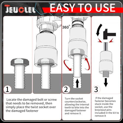 10PCS Twist Lug Nut Socket Set, 3/8" Drive Bolt Nut Extractor Tool | Metric, 10mm - 19mm Sockets, Center Punch Bar, Damaged Nut Lock Remover, Rusted, Stripped, Screws, Stuck Locking Nut Removal - color: 10 Pcs Lug Nut Extractor 3/8 Inch Drive