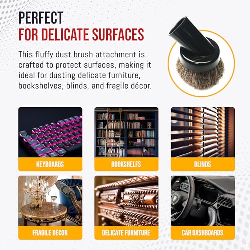 MP Maresh Products Dust Brush Attachment - Soft Bristle Cleaning Brush | Compatible with 1 1/4" Shop Vac, Eureka, Hoover, Central Vacuum System, Ceiling Fan Cleaner Duster, Household Vacuum Cleaners - size: Vacuum Brush