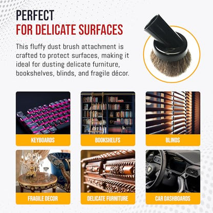 MP Maresh Products Dust Brush Attachment - Soft Bristle Cleaning Brush | Compatible with 1 1/4" Shop Vac, Eureka, Hoover, Central Vacuum System, Ceiling Fan Cleaner Duster, Household Vacuum Cleaners - size: Vacuum Brush