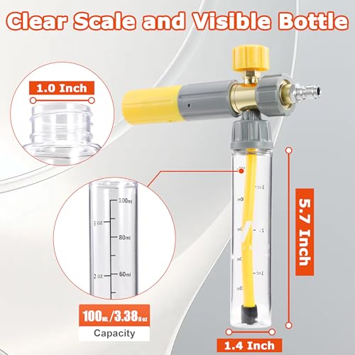 M MINGLE Pressure Washer Gun with Mini Undiluted Foam Cannon, 1/4" QC | Dual Connector Accessory, Undiluted Foam Blaster with 5 Nozzle Tips, M22 Adapter, Ideal for Car Wash, Patio & Deck Cleaning