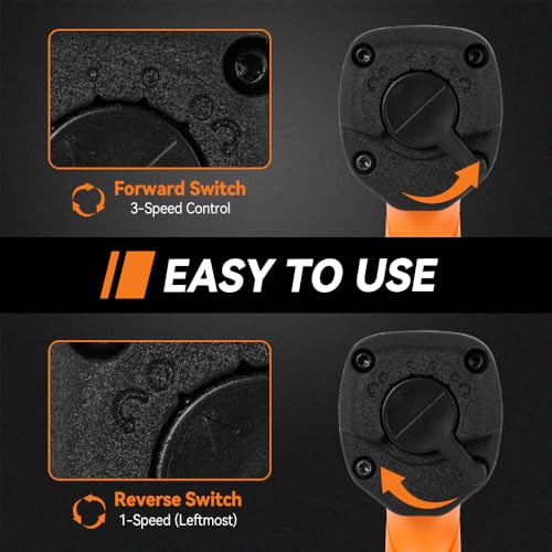WORKPAD WPIW1300 Professional 1/2-in Air Impact Wrench,958 ft-lbs Composite Body, Variable Power Settings, Heavy Duty Pneumatic Tool