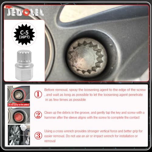 23PCS Wheel Locking Nut Key Kit Compatible with VW, Audi | Wheel Lock Nut Socket Adapter Set, Anti-Theft Lug Removal Tool, Anti-Theft Screw Remover, Repair Tool, Tyre Fitting, garage - color: 23pcs Kit