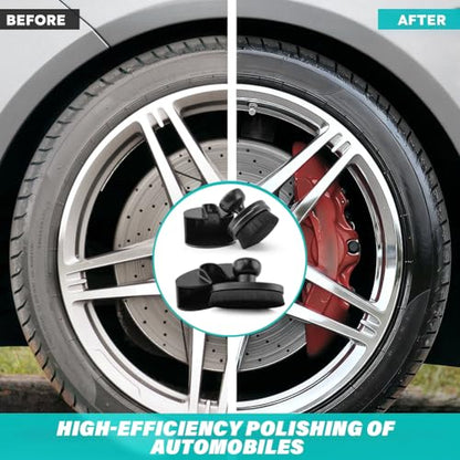 2 Pack Car Tire Shine Applicator, Vegan Tire Shine Applicator with Curved Brush Head Portable Car Tire Brush with Seal Cover Design for Vehicles Tire Shine Polish Wax and Car Wash