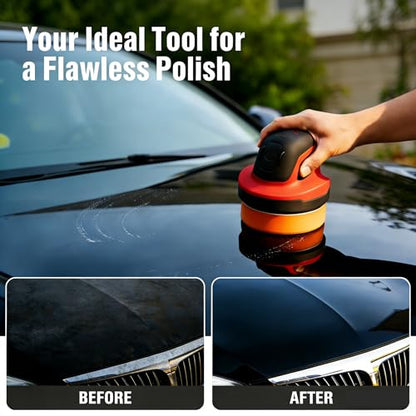 BLACKCUBE Cordless Car Polisher 230 RPM, USB Rechargeable Auto Buffer with 2000mAh Battery, Lightweight 5-Pad Detailing Kit for Scratch Removal, Waxing & Polishing – for Car, Boat & Home