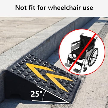 Rubber Curb Ramp, 6" Rise Height 2 Pack, Heavy-Duty 11000 lbs/5 T Capacity Threshold Ramps for Sidewalks, 17.13" L x 13" W Driveway Curb ramps with Deepened Anti-Slip Texture for Cars - size: 6" Rise Height