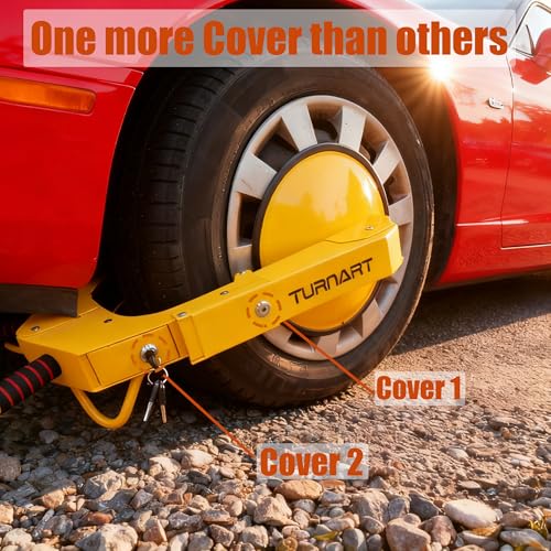 TURNART Universal Wheel Lock Anti Theft for Cars SUV Camper Trailer, 3 Keys, 1 Crank, Yellow (Wheel Lock) - style: Wheel Lock