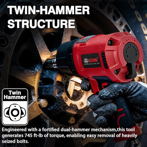 XIIW 3/8 Inch Air Impact Wrench, 745ft-lbs Nut-busting Torque, 10,000 RPM | Heavy Duty 3/8'' Air Impact Gun, Twin Hammer Pneumatic Impact Wrench for Automobile Repair - size: 3/8 Inch | 745 ft-lbs