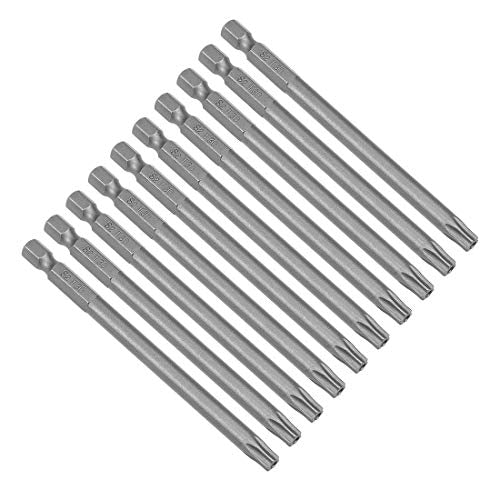 uxcell 10 Pcs T30 Magnetic Torx Screwdriver Bits, 1/4 Inch Hex Shank 3.94-inch Length S2 Security Tamper Proof Screw Driver Kit Tools - size: T30