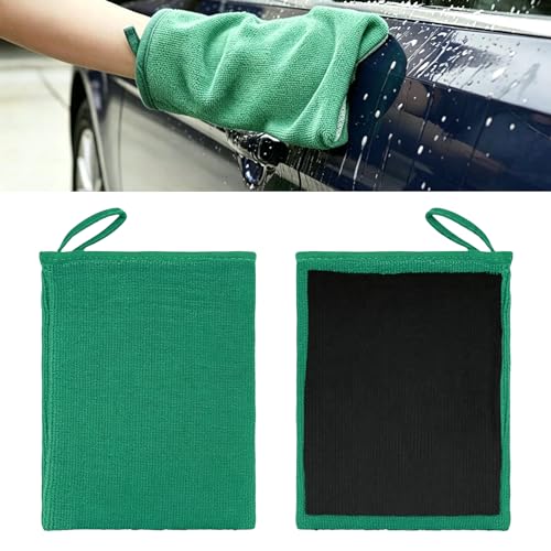 2PCS Clay Mitt Auto Detailing, Mitt Finish for Car Detailing, Microfiber Clays Towel for Car Cleaning and Polishing, Medium Grade Clay Bar Glove for Painted Surface, Glass, Plastic (Green) - color: Green