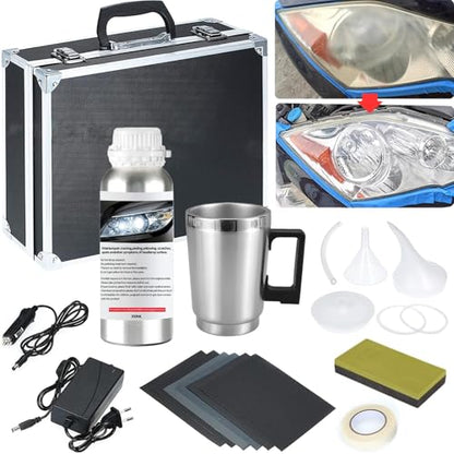 Pmbqifay Headlight Restoration Kit, Car Headlight Polish Repair Renovation Kit with 200ML Repair Liquid for Repair Headlight Yellowing, Haze, Oxidation, Scrashes - size: XL