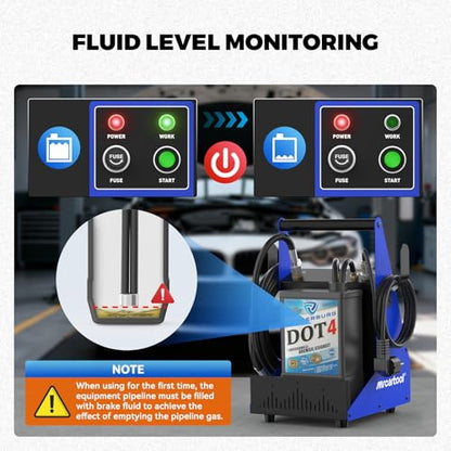 Electric Vacuum Brake Bleeder Kit 7-36 PSI with Aluminum Adapters | 1.6L/min flow rate; air-free fluid bleeding design; fits cars, SUVs, trucks & motorcycles - style: Automatic Brake Bleeder