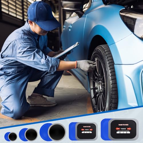 Tallew 100 Pcs Tire Patches 5 Sizes Rubber Radial Tire Repair Patch Plug Kit Heavy Duty Emergency Repair Tool for Puncture Car Truck Bus Tractor Vehicle Motorcycle 32, 42, 58, 65x80, 85x120 mm