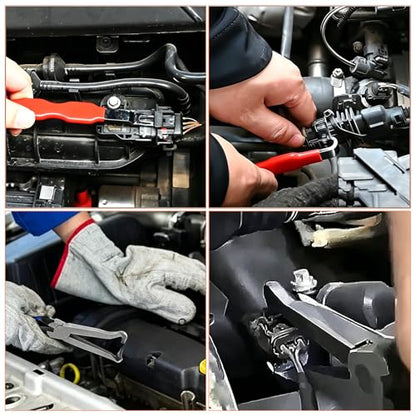 2Pcs Electrical Disconnect Pliers Set Electrical Connector Separator Tool | Automotive Electrical Connector Removal Tool for Locking Push Tab Plugs, Straight and Angled Pliers for Tight Spaces - size: 2pcs