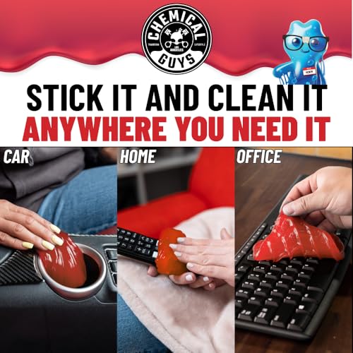 Chemical Guys, Sticky Icky Cleaning Gel, Sweet Strawberry, 0.88 oz, 4 Pack | Reusable gel presses into vents, cup holders and crevices to lift dust and crumbs, sweet strawberry, four pack - size: 3.5 Ounce (Pack of 4), style: Strawberry