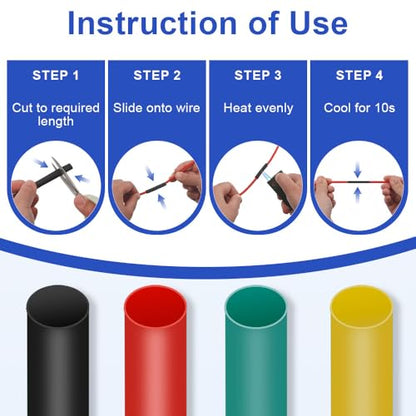 164Pcs 2:1 Premium Heat Shrink Tubing Kit (8Sizes), Heat Shrink Cable Wrap | For Industrial, Automotive & Household Use: Corrosion-Resistant, Insulating, Weatherproof by Ozidstu