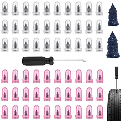 HMPLL 61 PCS Tire Repair Screws Kit, Premium Screw in Tire Plugs with Screwdriver, Quick Self-Service Flat Tire Screw Plugs for Car, Motorcycle, Truck, Tractor Tire
