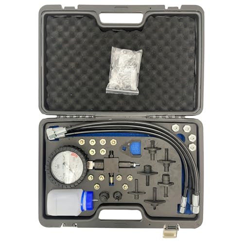 Automotive Common Rail Diesel High Pressure Tester Kit Fuel Pressure Gauge Tester Diesel Injector Tester Fuel Injection Pressure Detection Tool with Injector Pipe Blanks for Car 2000 Bar