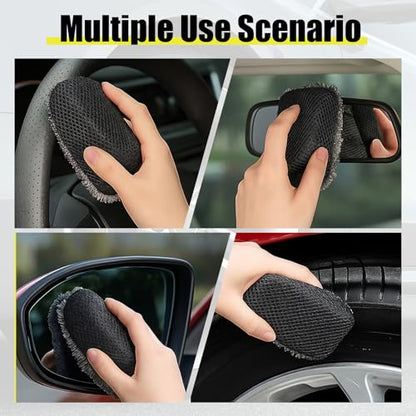 3 PCS Tire Shine Applicator Sponges, Microfiber Tire Brightener Applicator Pad Durable and Reusable Tires Dressing Applicators Pad, Tires Applicator-Pad for Car Detailing Cleaning Sealant Conditioner