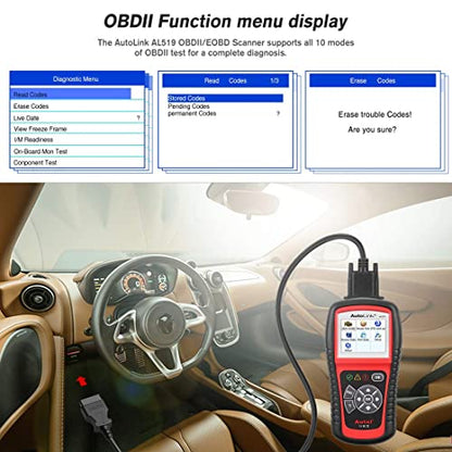 Autel AutoLink AL519 OBD2 Scanner, Professional Mechanic OBDII & CAN Car Diagnostic Scan Tool, Code Reader for Check Engine Light, One-Click Smog Check, DTCs Lookup, Upgraded Ver. of AL319/ MS309 - color: Red