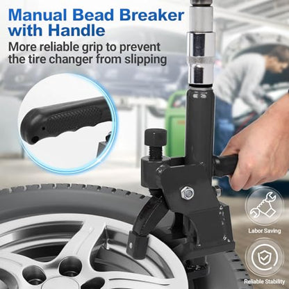 Manual Tire Bead Breaker with Handle and Rubber Pad, Fit for 38 and 42 Inches Tires Changer, Easy-Operated Tire Repair Tool for ATVs, UTVs, Tractors, Trucks, Heavy Duty Tires Car Repair (Blue)