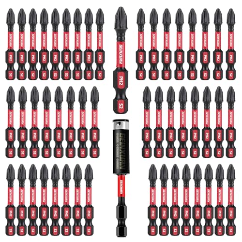 Geinxurn Impact Tough #2 Phillips 2 in. Insert Driver Bits,50Pack PH2 Screwdriver Bits Set with 1Pcs Impact Bit Holder,Bulk - size: 2"-PH2-51PCS