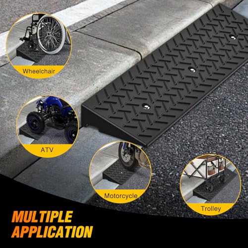Nilight 2.8 Inch Rise Rubber Curb Ramp, 3300lbs Load Capacity | Heavy Duty Driveway Threshold Shed Ramp for Sidewalk Cars Lawn Mower Motorcycles - size: 2.8" Rise
