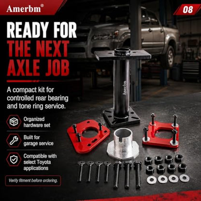 Rear Axle Bearing Puller & Installer with ABS Tone Ring Tool Kit, Heavy Duty Wheel Bearing Removal Press Tool, Compatible with 1995-2020 Toyota Tacoma, Tundra, 4Runner, Hilux, T100 Trucks