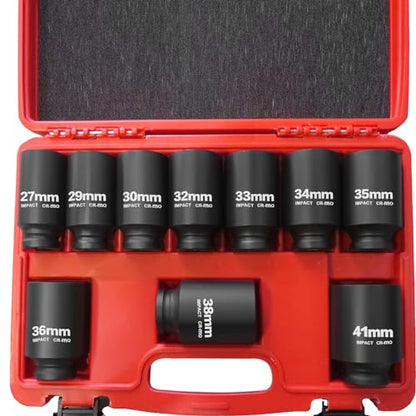 TONYNOL 1/2 Inch Drive Deep Impact Socket Set,10 PCS,6-Point,Metric Size(27mm to 41mm),Cr-Mo Steel,Heavy Duty Impact Socket Set,With a Storage Case - size: 1/2" Metric 10PC (1-1/16" to 1-5/8") Deep