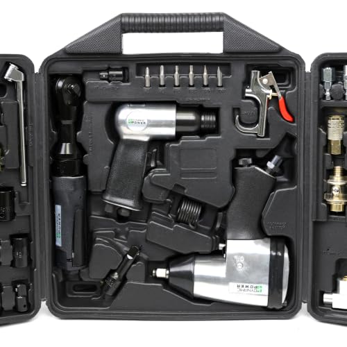 DYNAMIC POWER 50 Pieces Air Tool Kit. 1-1/2'' Impact Wrench, 1-3/8'' Ratchet Wrench, 5-Air Hammer w/Chisels, and other great tool accessories. D-W3-50K