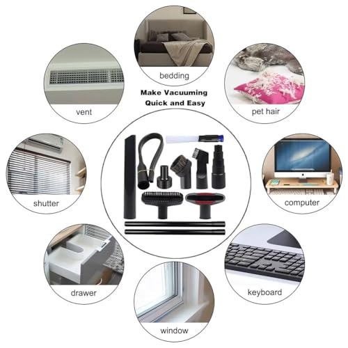 IN VACUUM 11 Pcs Vacuum Attachments for Shop Vac Accessories to 2 1/2" to 1 1/4" to 1 3/8" & 1 7/8" to 1" Vacuum Hose Adapter Kit, Vacuum Cleaner Accessories with Universal Vacuum Hose Adapters