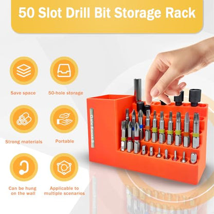 Gale Force S 50-Slot drill bit Organizer, Ideal for Garage and Workshop - Holds Impact and 1/4" Hex Bit, Hex Keys, and other tools. Wall and Workbench Mountable.
