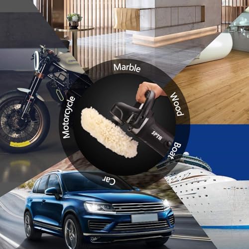 Wool Polishing Pads, SPTA 6"(150mm) 100% Natural Wool Buffing Pad with Hook & Loop Backing 4pcs Set Come with 5/8-11 Thread Backing Plate for Car Polishing, Buffing and Cutting - size: 6inch (150mm)