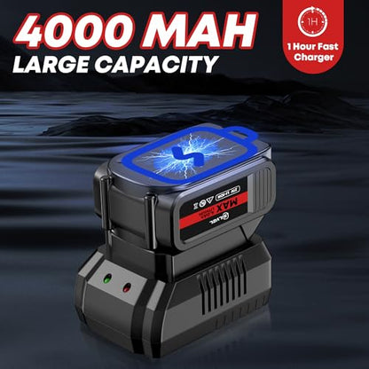 SILVEL Cordless Impact Wrench, MAX 650N.M Brushless Impact Gun 1/2 inch, 2 * 4.0Ah Battery, 6 Sockets, 3300RPM Impact Driver wih Fast Charger - size: 2 Batteries