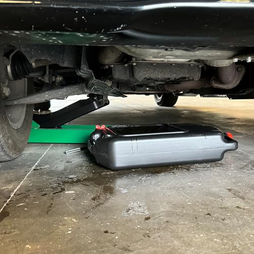 HKTE 2.6Gallon（10L） Oil Drain Pan, Heavy Duty Leak-Proof Low Profile HDPE Container with Wide Mouth Funnel & Reinforced Handles for Cars, SUVs & Trucks - color: 2.6 Gallon