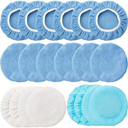 20 Pieces Car Orbital Buffer Polisher Pad Bonnet Microfiber Max Bonnet Polishing Buffing Pad Cover(7-8 Inches) - color: Blue, size: 7-8 Inches