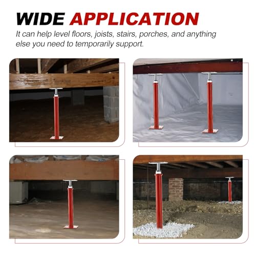 Screw Jacks Home Leveling, 16.5-20.5" House Floor Jacks 6600lbs | Adjustable Floor Joist Jacks for Crawl Space 2 Pack, Red - size: 2X