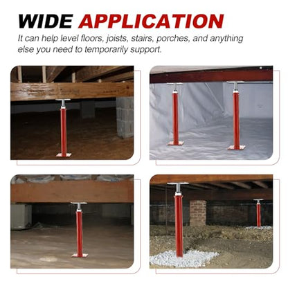 Screw Jacks Home Leveling, 16.5-20.5" House Floor Jacks 6600lbs | Adjustable Floor Joist Jacks for Crawl Space 2 Pack, Red - size: 2X