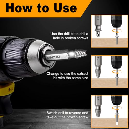 18PCS Damaged Screw Extractor Set, Hardness is 63-65HRC, Upgraded Model HSS 6542, Screw Grab Screw Removal Tool, Adult Gifts for Men, General bit Set Double Ended for Damaged Broken Stripped Screws - style: 18PCS