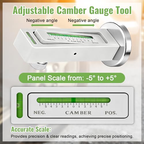 HooLing 2 Pack Magnetic Camber Alignment Tools, Universal Adjustable Camber Caster Gauge, Caster Pillar & Wheel Alignment Tool with Magnetic Base for Car Truck SUV RV Auto Tire Repair