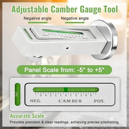 HooLing 2 Pack Magnetic Camber Alignment Tools, Universal Adjustable Camber Caster Gauge, Caster Pillar & Wheel Alignment Tool with Magnetic Base for Car Truck SUV RV Auto Tire Repair