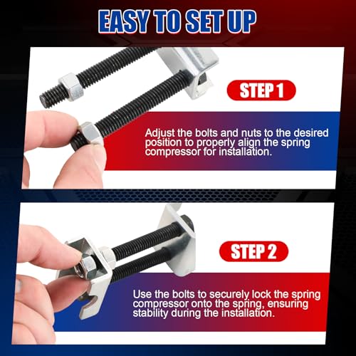 NYXOVA 8PCS Adjustable Coil Spring Spacers, 1”-2” Lift or Lower Height Coil Spring Boosters, 2-Way Spring Compressor Tool for Car, Truck, SUV Struts