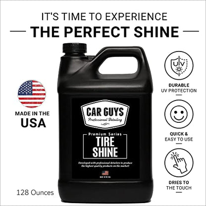 CAR GUYS Tire Shine Spray 1 Gallon Refill - The Perfect Deep Black Shine - Long Lasting Car Tire Dressing - No Sling & Dry to Touch - Sprayer Not Included - size: 1 Gallon Refill