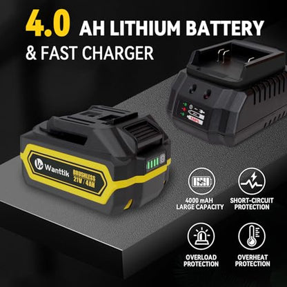 Cordless Impact Wrench 1/2 inch Impact Gun with Charger & 5 Sockets, Brushless Motor, 1000Ft-lbs, 21V, 4.0Ah Battery, Variable Speeds for Car/Pickup Truck/Mower/Industrial Tasks - style: 1000 Ft-lbs /1 xBattery