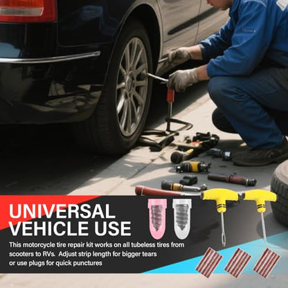 15PCS Tire Plug Kit Seal Strip + 60PCS Screw in Tire Plugs,All-in-One Flat Tires Repair Kit with Plugs for Puncture Fixing,Tires Repair Plug Car Tools for Roadside Emergencies